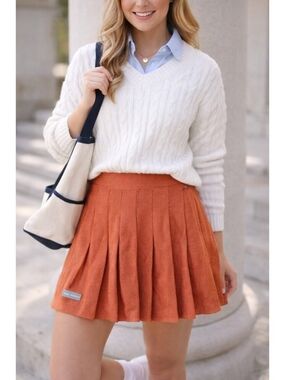 NWOT Simply Southern Pleated Mini Skirt in Burnt Orange Small